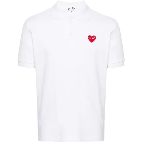 Herz-Patch Polo Shirt Weiß , Damen, Größe: M - Comme des Garçons - Modalova