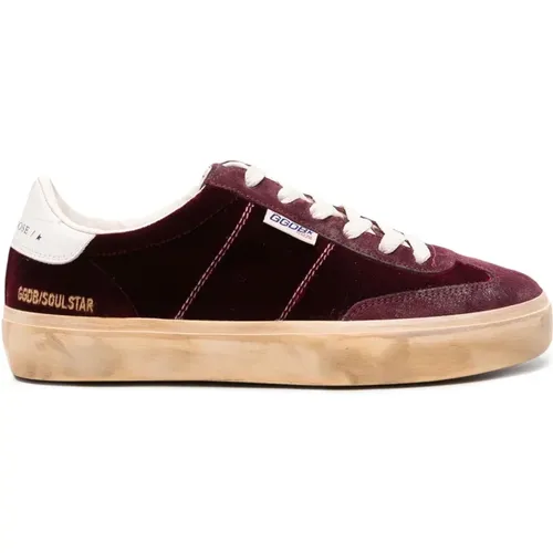 Bordeaux Velvet Star Sneakers , Damen, Größe: 39 EU - Golden Goose - Modalova