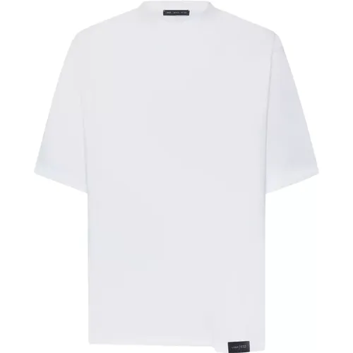 Weiße Baumwoll-T-Shirt mit Logo-Tag , Herren, Größe: M - Low Brand - Modalova