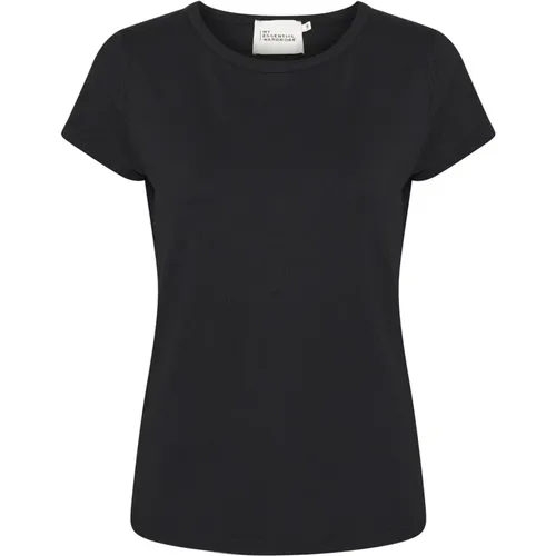 Modal Tee Top Schwarz Loose Fit , Damen, Größe: S - My Essential Wardrobe - Modalova