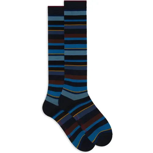 Blaue Wollgestreifte Lange Socken - Gallo - Modalova