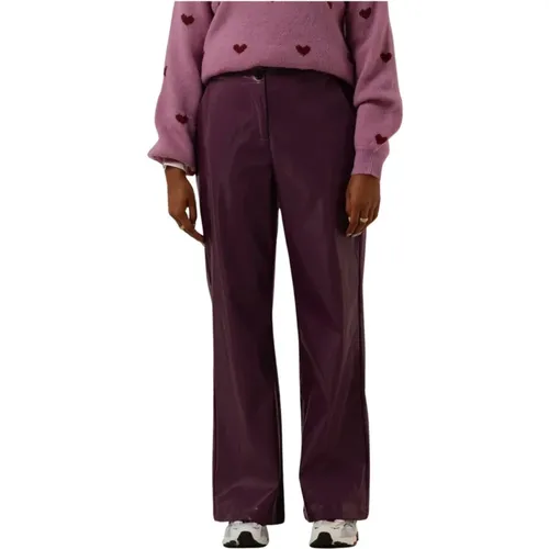 Aubergine Leatherlook Pants Marlee , Damen, Größe: L - YDENCE - Modalova