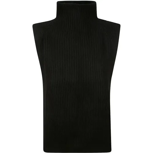 Luxurious High-Neck Ribbed Cashmere Waistcoat , female, Sizes: ONE SIZE - Kujten - Modalova