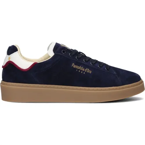 Blaue Wildleder Low Top Sneakers , Herren, Größe: 44 EU - Pantofola D'Oro - Modalova