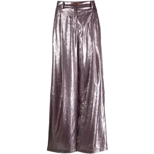 Wide Velvet Effect Trousers , female, Sizes: XS - Alysi - Modalova