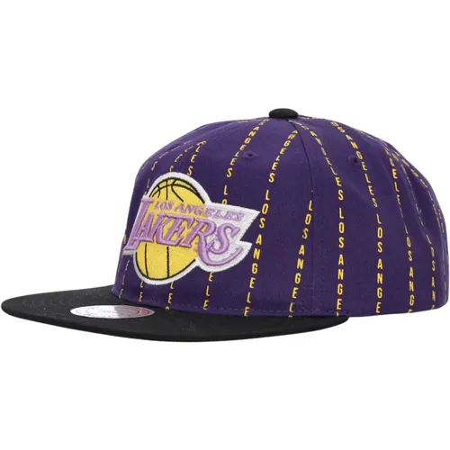 NBA City Pinstripe Lakers Cap , male, Sizes: ONE SIZE - Mitchell & Ness - Modalova