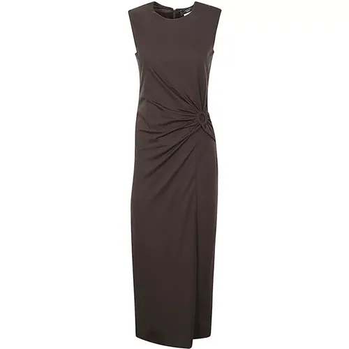 Braunes Jersey Midi-Kleid mit Taillenraffung , Damen, Größe: S - Max Mara Weekend - Modalova