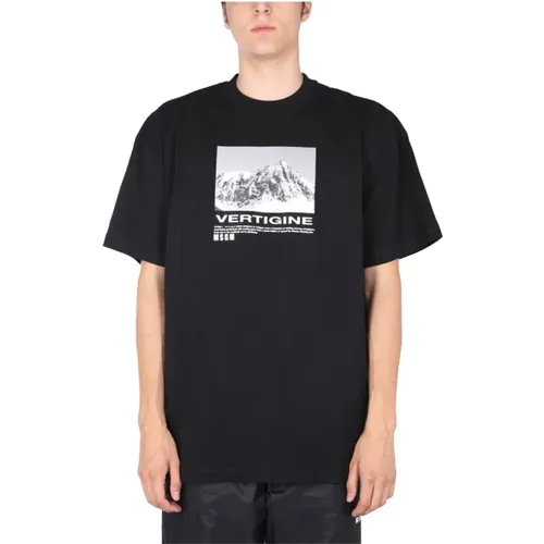T-Shirt With Vertigo Print , male, Sizes: S - Msgm - Modalova