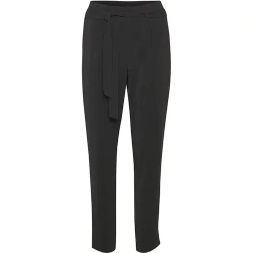 Relaxed Fit Black Pants with Tie Waist , female, Sizes: L - Saint Tropez - Modalova