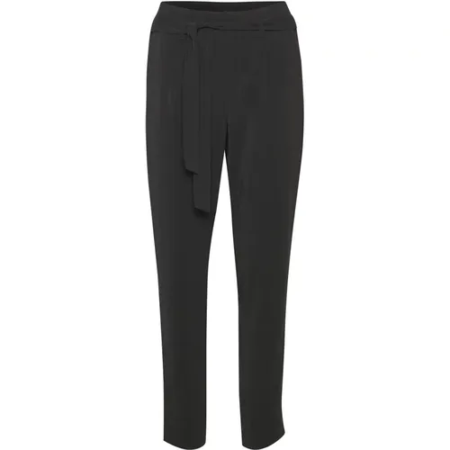 Relaxed Fit Black Pants with Tie Waist , female, Sizes: S, XL, L, M - Saint Tropez - Modalova
