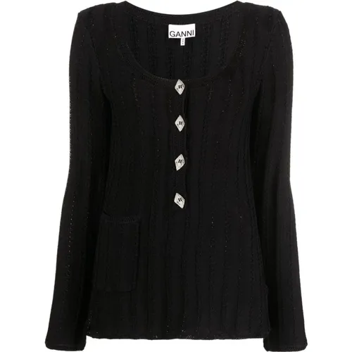 High twist lace blouse , female, Sizes: S, XS - Ganni - Modalova
