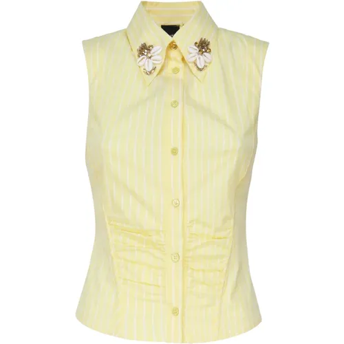Ärmellose Gelbe Bluse mit Applikationen - pinko - Modalova