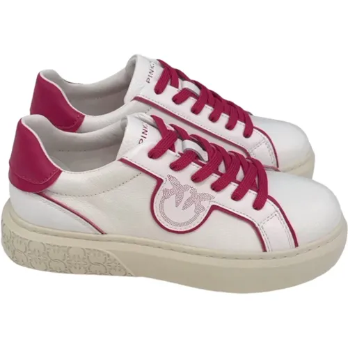 Leather Sneakers with Contrast Trim and Rubber Sole , female, Sizes: 8 UK - pinko - Modalova