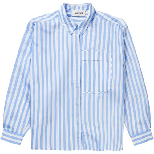 Striped Oversized Shirt with Chest Pocket , female, Sizes: 2XS - Munthe - Modalova