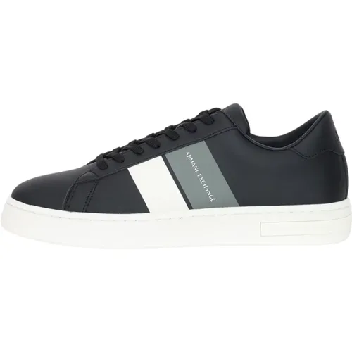 Schwarze Sneakers mit Logo und Kontrastbändern , Herren, Größe: 43 EU - Armani Exchange - Modalova