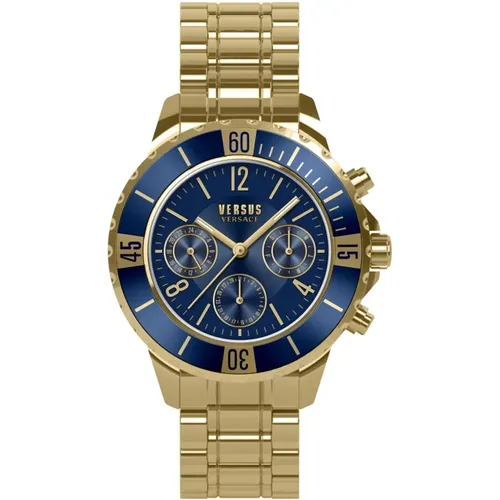 Tokyo Chrono Gold/Blau Chronograph Uhr , Herren, Größe: ONE Size - Versus Versace - Modalova
