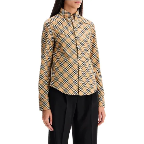 Slim Fit Check Twill Shirt , female, Sizes: 3XS, 2XS, XS - Burberry - Modalova