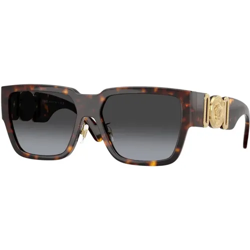 Havana Sunglasses with Grey Gradient Lenses , male, Sizes: 57 MM - Versace - Modalova