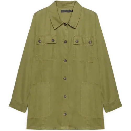 Tencel Military Style Bluse , Damen, Größe: 4XL - Fiorella Rubino - Modalova