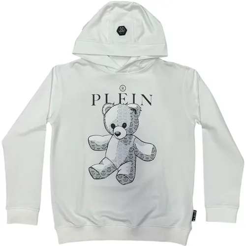 Weiße Kapuzenpullover mit Teddybär-Logo , unisex, Größe: 140 CM - Philipp Plein - Modalova