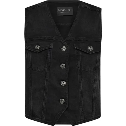 Denim Vest Blazer with V-Neck , female, Sizes: L - MOS MOSH - Modalova