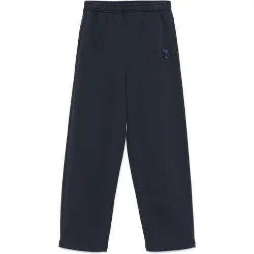 Blaue Jerseyhose mit Fuchspatch - Maison Kitsuné - Modalova