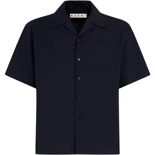 Tropical wool bowling shirt,Short Sleeve Shirts - Marni - Modalova