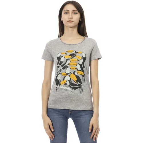 Casual T-Shirt mit Rundhalsausschnitt , Damen, Größe: S - Trussardi - Modalova