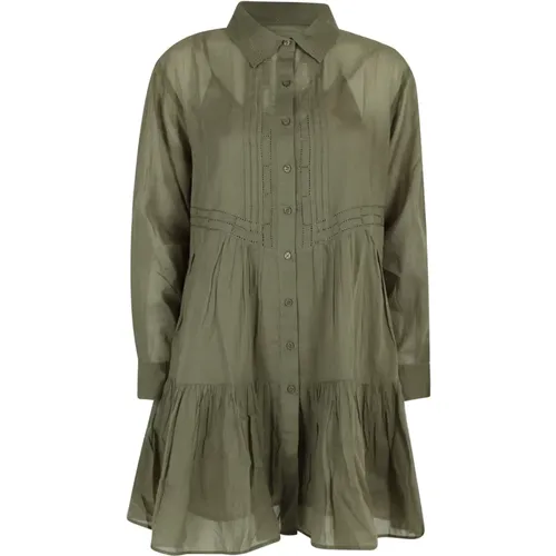 Transparent Shirt Dress with Embroidery , female, Sizes: S - BA&SH - Modalova