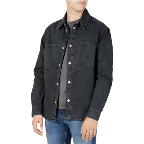 Schwarzes Overshirt mit Taschen , Herren, Größe: M - Calvin Klein - Modalova