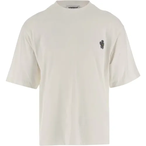 Herren Weißes Baumwoll-T-Shirt mit Logo-Detail , Herren, Größe: M - A Paper Kid - Modalova