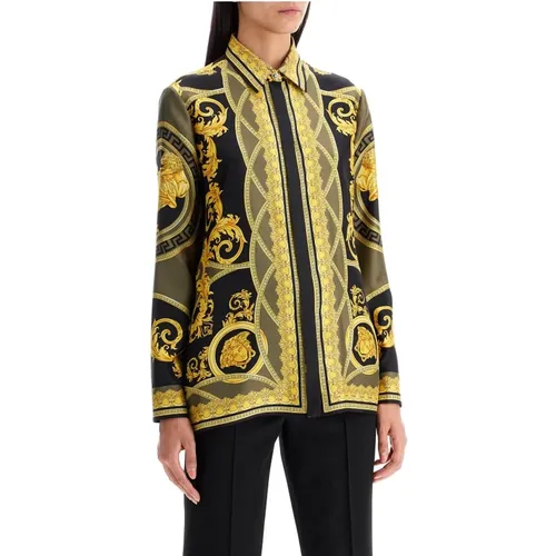 Luxury Silk Shirt with Divine Cut , female, Sizes: S - Versace - Modalova