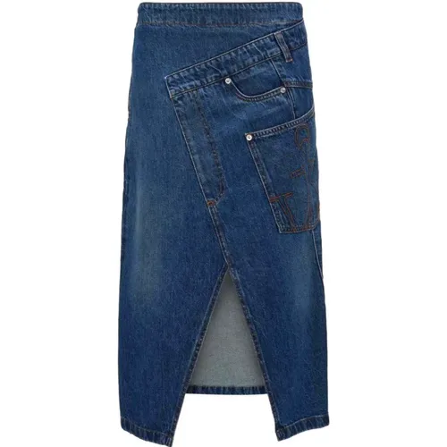 Blaue Twisted Midi-Rock , Damen, Größe: 5XL - JW Anderson - Modalova