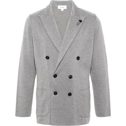 Grey Wool Jacket Peak Lapels , male, Sizes: M - Lardini - Modalova