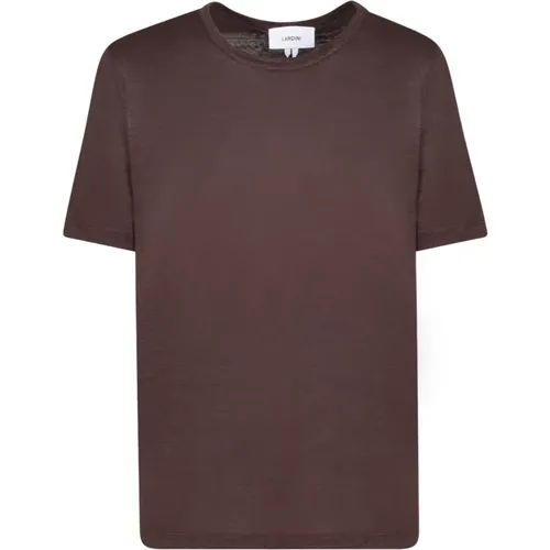 Braunes Leinen T-Shirt Casual Stil , Herren, Größe: L - Lardini - Modalova