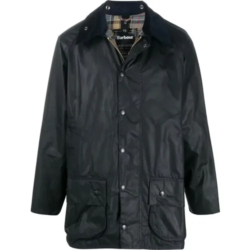 Navy Resin Coated Canvas Jacket with Ribbed Velvet Collar , male, Sizes: 2XS - Barbour - Modalova