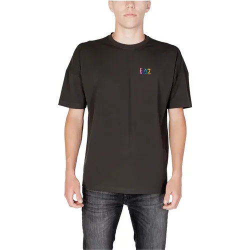 Herren Baumwoll T-Shirt Frühling/Sommer Kollektion , Herren, Größe: M - Emporio Armani EA7 - Modalova