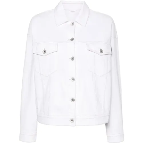 Denim Coat with Pointed Collar and Button Closure , female, Sizes: S, M, XS - BRUNELLO CUCINELLI - Modalova