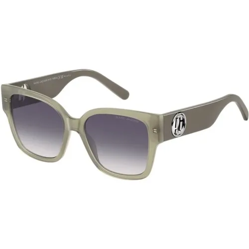 Sonnenbrille mit Salbei-Rahmen und dunkelgrauen Gläsern , Damen, Größe: 54 MM - Marc Jacobs - Modalova