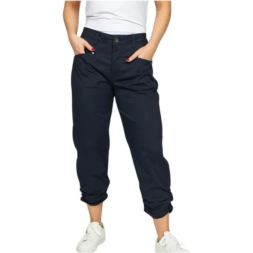 Cropped Navy Pants with Ruched Hem , female, Sizes: 2XL, S, L, M, XL, XS, 3XL - 2-Biz - Modalova