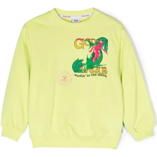 Grüner Pullover mit Multicolor-Druck und Stickerei - Gcds - Modalova