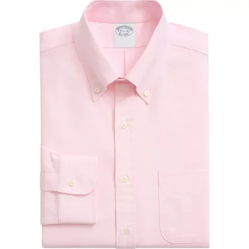 Rosa Regular Fit Bügelfreies Baumwoll-Oxford-Hemd mit Button-Down-Kragen , Herren, Größe: XL - Brooks Brothers - Modalova