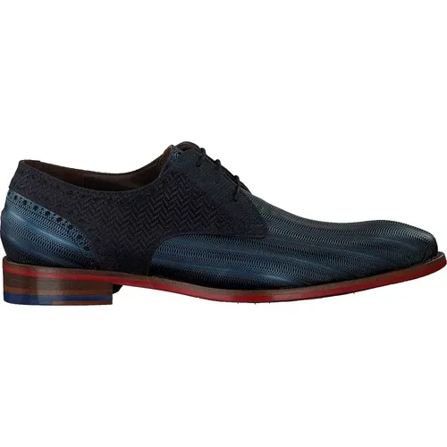 Metallic Blaue Derby-Schuh mit Spirographischem Druck - Floris van Bommel - Modalova