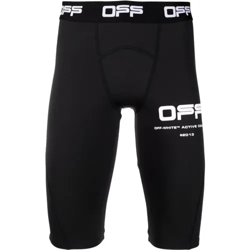 Aktive eng anliegende Shorts mit Logo-Bund , Herren, Größe: L - Off White - Modalova