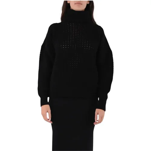 Wool Knit Turtleneck with Cable Knit Details , female, Sizes: XS - Laneus - Modalova