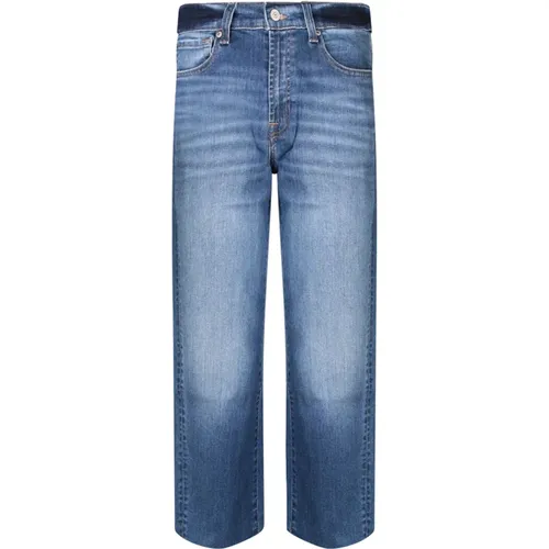 Faded Denim Slim Fit Jeans , Damen, Größe: W30 - 7 For All Mankind - Modalova