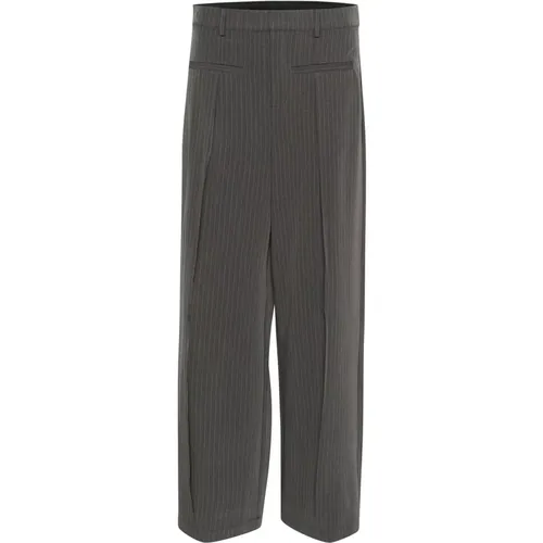 Wide Leg High Waist Pin Stripe Pants , female, Sizes: L L32, XS L32, M L30, XS L30, L L30, XL L30, 2XL L30, S L32 - Cream - Modalova