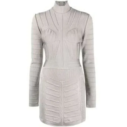 Ribbed Long-Sleeve Mini Dress , female, Sizes: S, XS - Balmain - Modalova