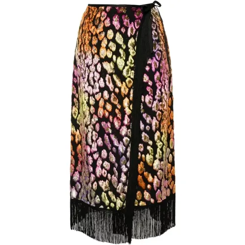 Animal Print Wraparound Skirt Black , female, Sizes: S, XS, M - Forte Forte - Modalova