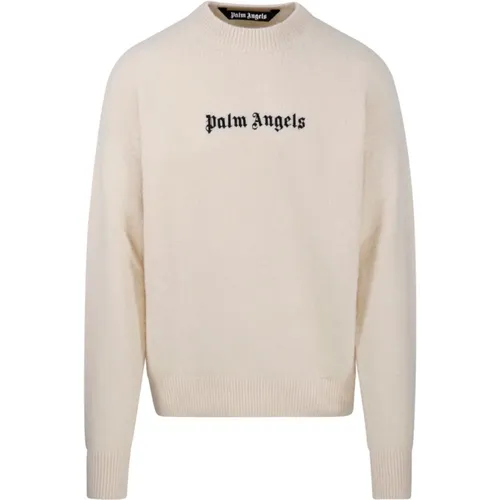 White Black Classic Logo Sweater , male, Sizes: L, M - Palm Angels - Modalova